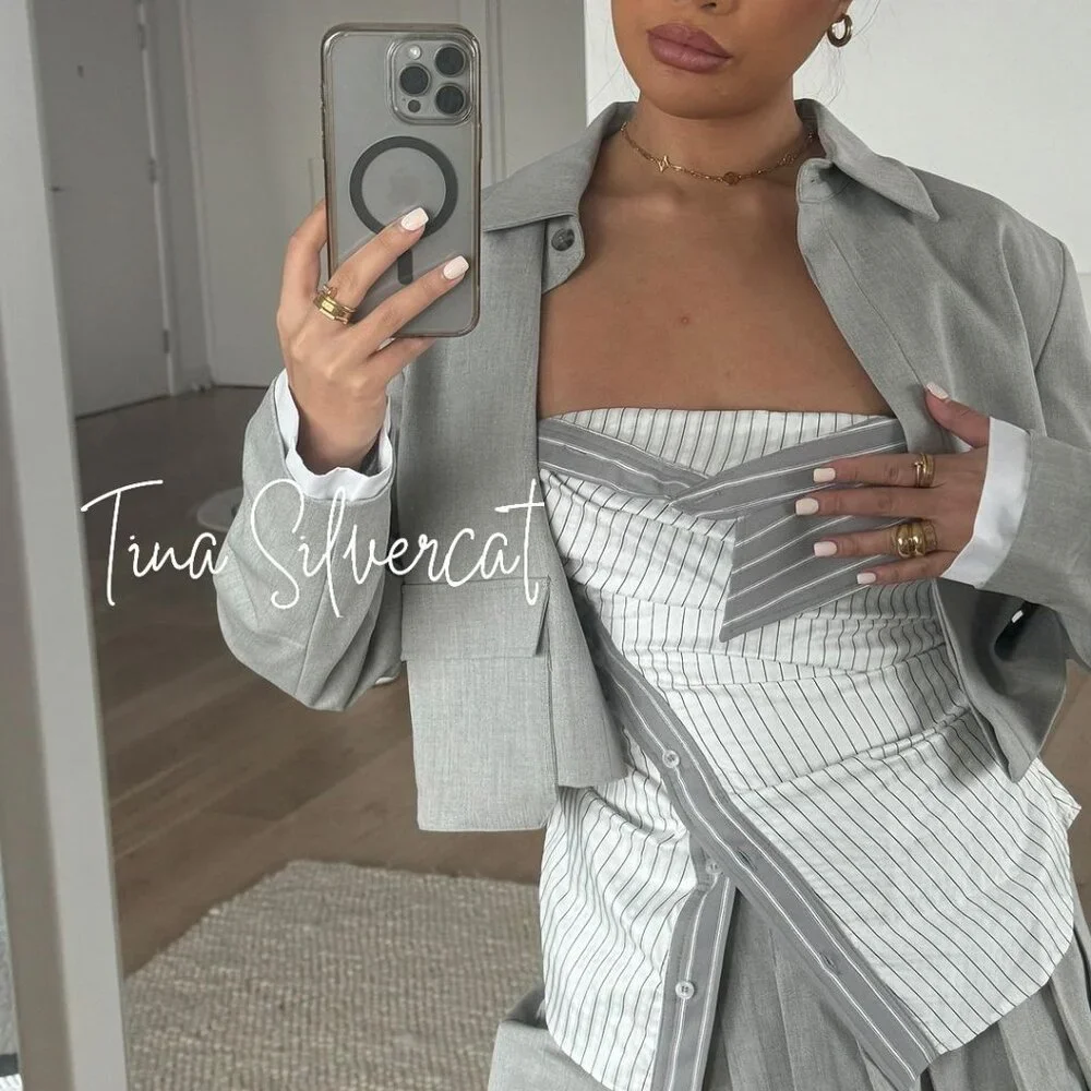 BLOGGER'S FAVE! Zara 2 Piece Pants With Side Stripe & Strapless Top Mid …